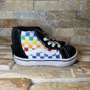 Vans Checkerboard Comfycush Rainbow Sk-8-Hi Zip Sneakers Toddler Size 5
